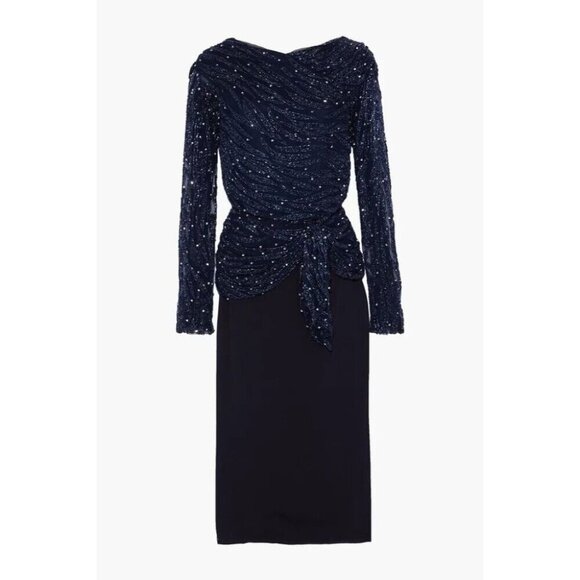 Rachel Gilbert Jamilla Layered Embellished Midi Dress Size 4 Blue $1750 - Picture 11 of 11